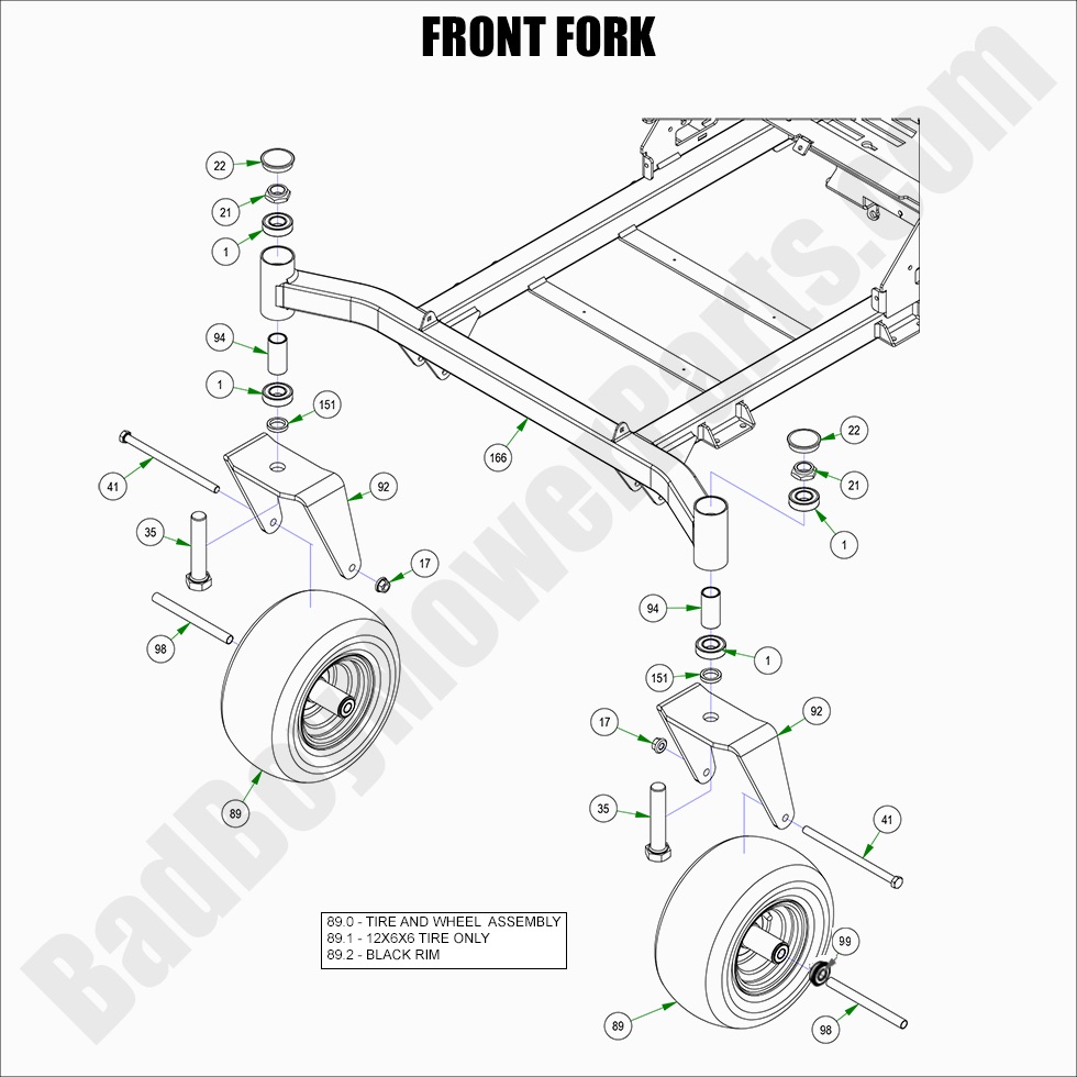 2953 - Bad Boy Mower Parts Lookup > 2022 > ZT Avenger > Front Fork